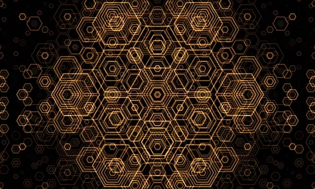 5:3 Wide 60fps Screensaver Hexagon Gold Kaleidoscope Live Wallpaper