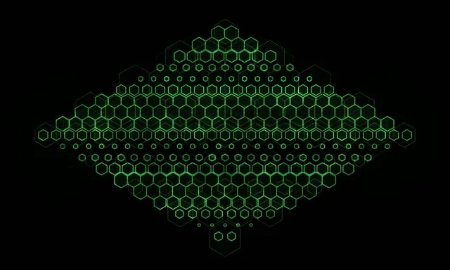 5:3 Wide 60fps Screensaver Neon Tunnel Motion Background Green Honeycomb Pattern