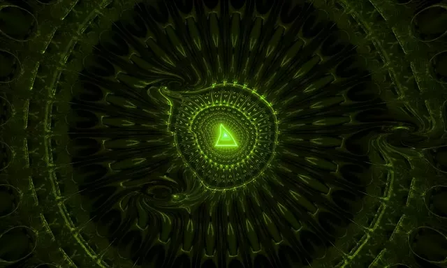 5:3 Wide 60fps Screensaver Neon Tunnel Spiraling Kaleidoscopic Eye Visuals Loop