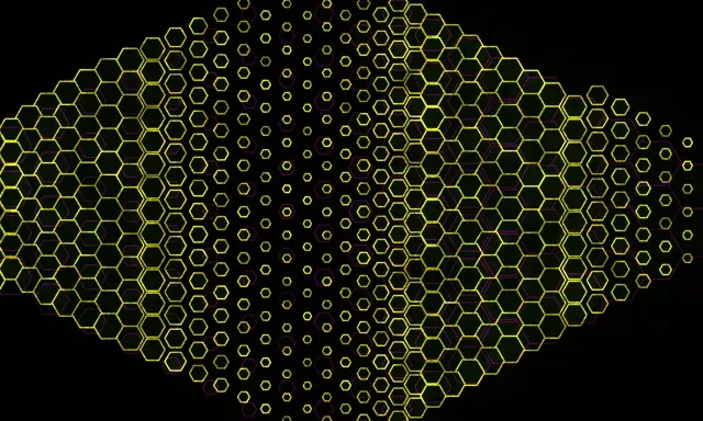 5:3 Wide 60fps Screensaver Neon Tunnel VJ Animation Yellow Hex Tunnel Flow