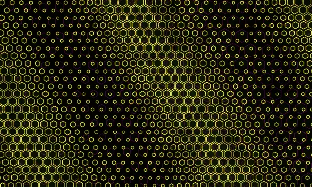 5:3 Wide 60fps Screensaver Neon Tunnel VJ Loop Geometric Yellow Hexagon Grid
