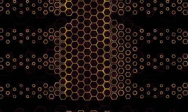 5:3 Wide 60fps Screensaver Neon Tunnel VJ Loop Gold Hexagon Geometric