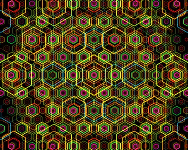 5:4 Industrial 60fps Neon Hexagon Screensaver Motion Background Tunnel