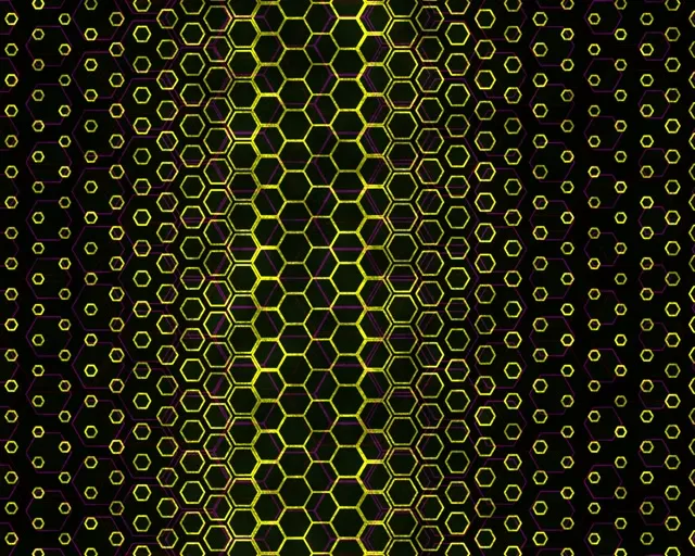 5:4 Industrial 60FPS Neon Hexagon Screensaver - VJ Loop Yellow Geometric Pattern
