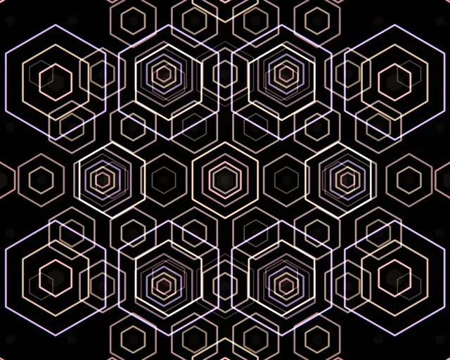 5:4 Industrial | 60fps Neon Hexagon VJ Loop Motion Background Gold
