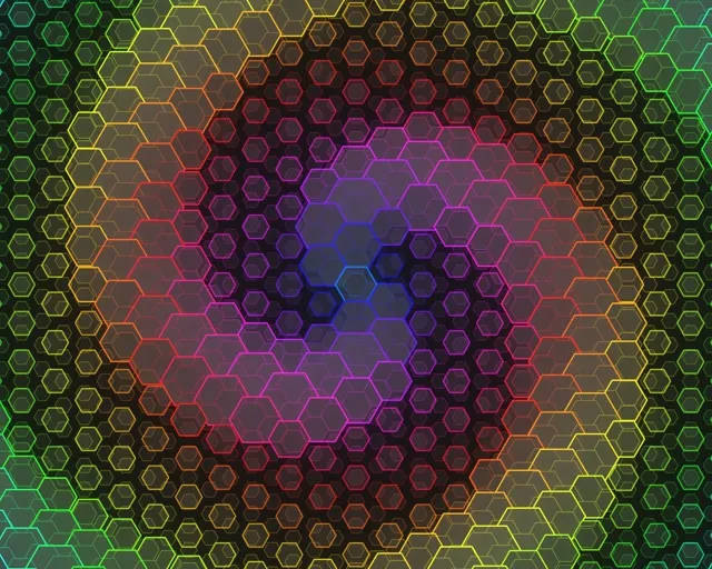 5:4 Industrial | 60fps Radiant Gold Azure Hexagon Morphing Screensaver Motion