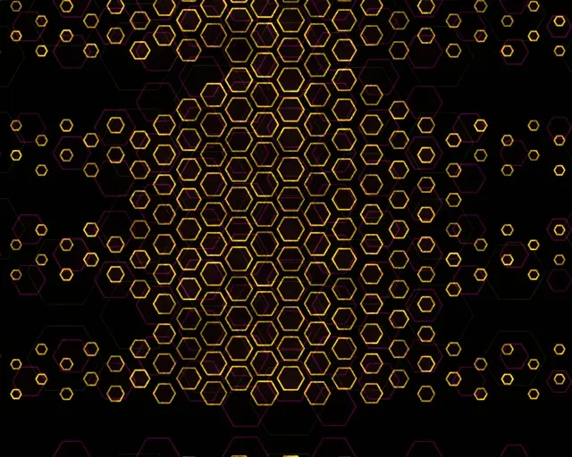 5:4 Industrial 60FPS Screensaver Neon Tunnel Motion Background Gold Hexagons