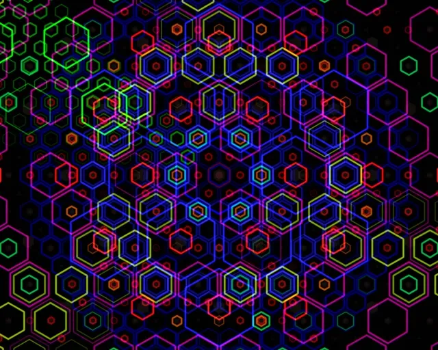 5:4 Industrial Neon Hexagon 60fps Screensaver VJ Animation Hypnotic Tunnel