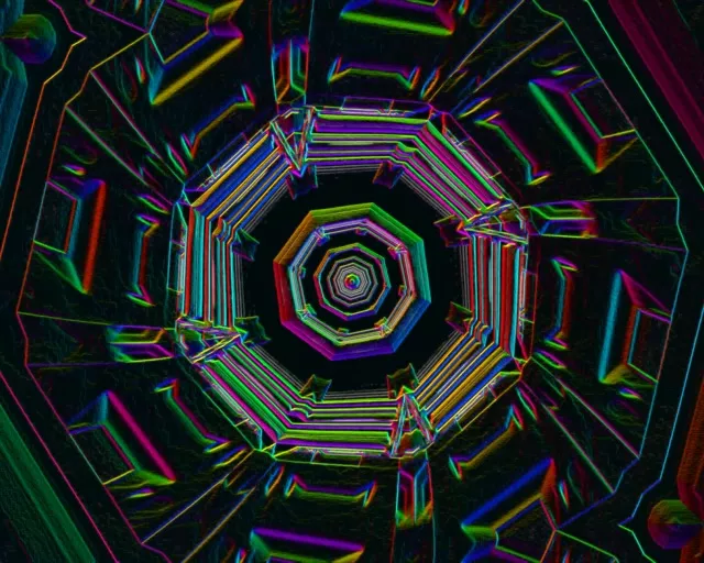 5:4 Industrial Neon Tunnel | 60fps Screensaver | VJLoops Octagonal Vortex