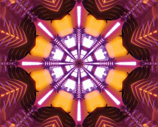 5:4 průmyslový neonový tunel kaleidoskop výbuch 60fps screensaver VJ loop