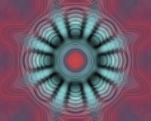 5:4 Industrial neonový tunel pulsující azurový radiální vortex 60fps VJLoops Spořič obrazovky