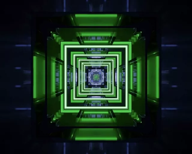 5:4 Industrial Neon Tunnel Screensaver 60fps Concentric Square Vortex Loop
