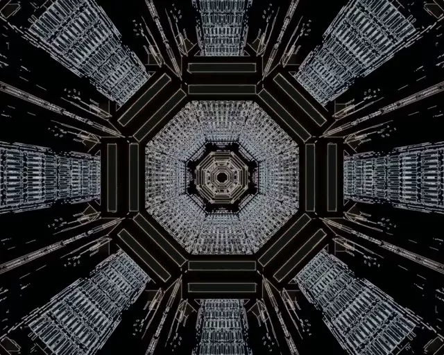 5:4 industrial Tunel Neon Screensaver 60fps Octagon Întunecat VJ Loop