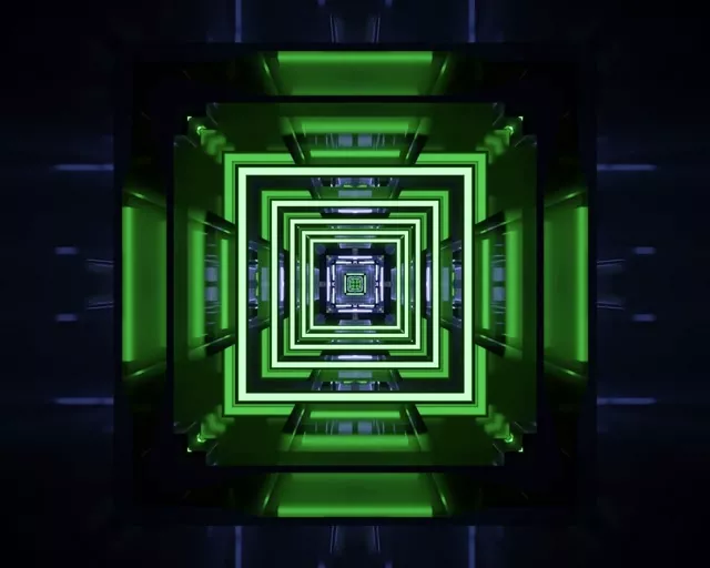 5:4 Industrial Neon Tunnel Screensaver 60fps VJ Loop Infinite Square Vortex