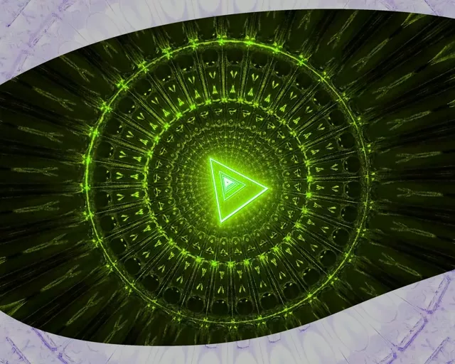 5:4 Industrial Neon Tunnel Spiraling Triangle Vortex 60fps Screensaver Loop