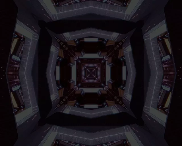 5:4 Industrial Neon Tunnel VJ Loop 60fps Screensaver - Infinite Square Vortex