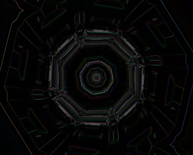 حلقه vj تونل نئون صنعتی 5:4 60fps screensaver گردابه هشت ضلعی