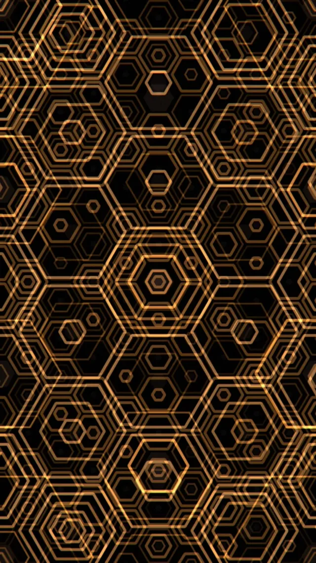 9:16 Reels 60fps Neon Hexagon Screensaver | VJ Animation Gold