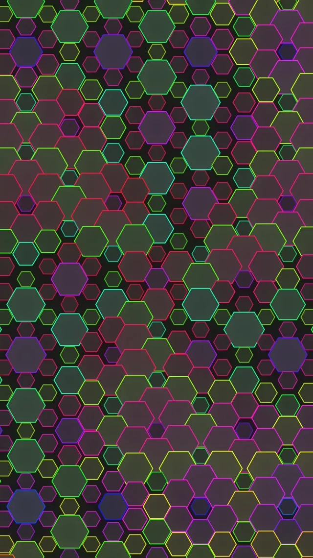 9:16 Reels | 60FPS Neon Hexagon VJ Animation - Pulsing Magenta Emerald Teal