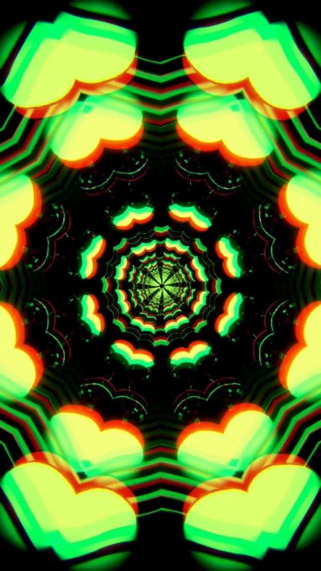 9:16 Reels 60fps Screensaver Neon Tunnel VJ Animation Hypnotic Red Green Spiral