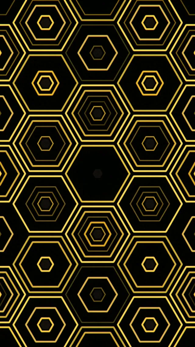 9:16 Reels | Black Gold Hexagon Patterns 60fps Screensaver Motion Background