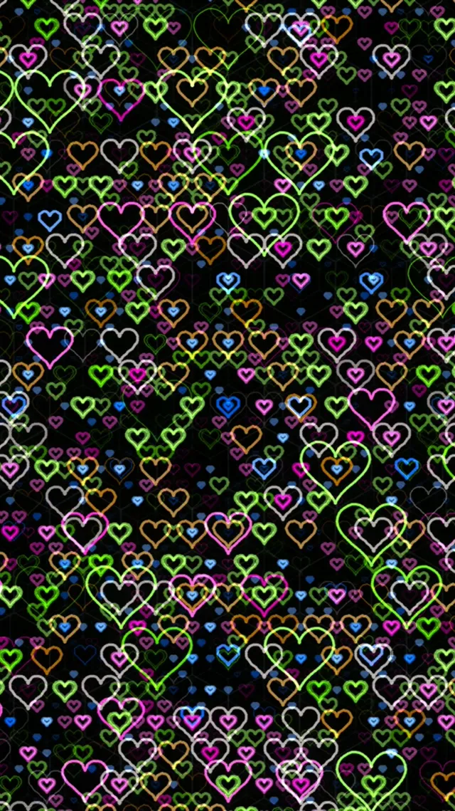 9:16 Reels | Colorful Neon Hearts 60fps Screensaver Motion