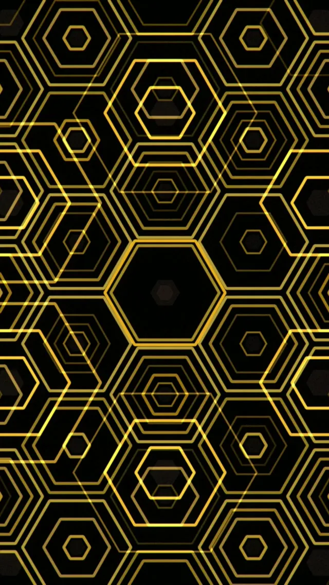9:16 Reels | Elegant Gold Hexagon 60fps Screensaver Motion Background
