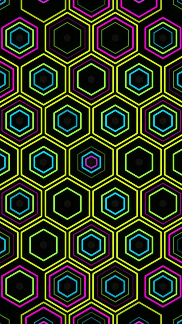 9:16 Reels | Neon Hexagon Grid 60fps Screensaver Live Wallpaper