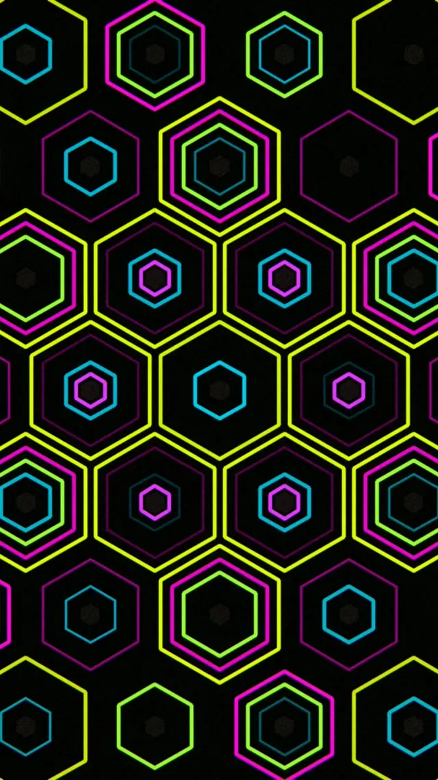 9:16 Reels | Neon Hexagon Grid 60fps Screensaver Live Wallpaper