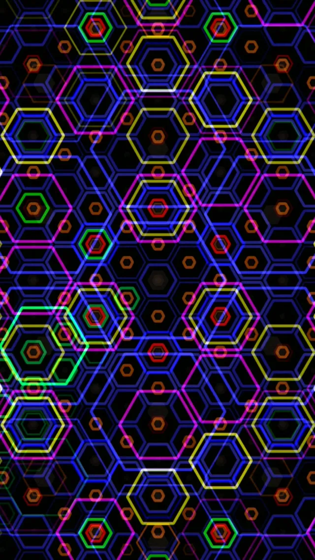 9:16 Reels | Neon hexagon network 60fps screensaver live wallpaper
