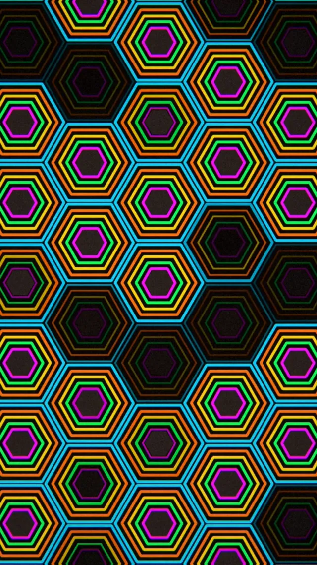 9:16 Reels Neon Hexagon Pattern 60fps Screensaver Live Wallpaper