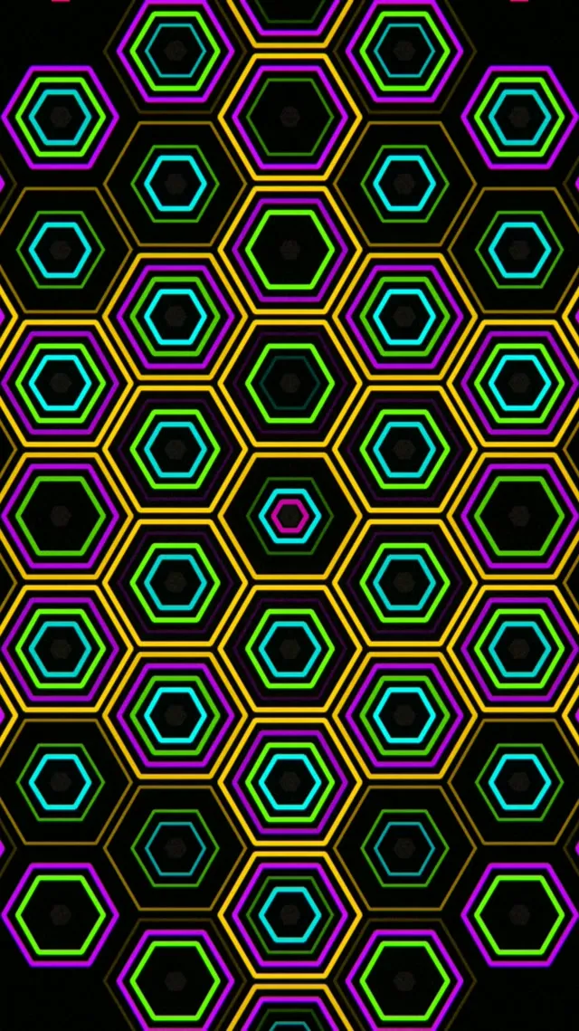 9:16 Reels | Neon hexagon pattern 60fps screensaver live wallpaper broadcast