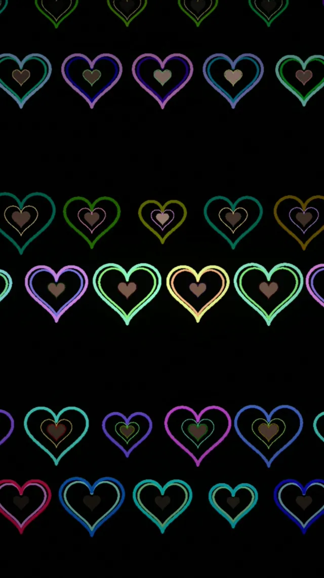 9:16 Reels | Neon Rainbow Heart Pattern 60fps Live Wallpaper