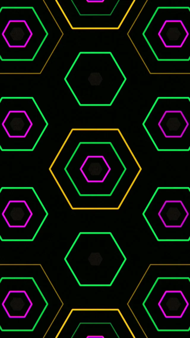 9:16 Reels | Vibrant neon hexagon pattern 60fps screensaver live wallpaper