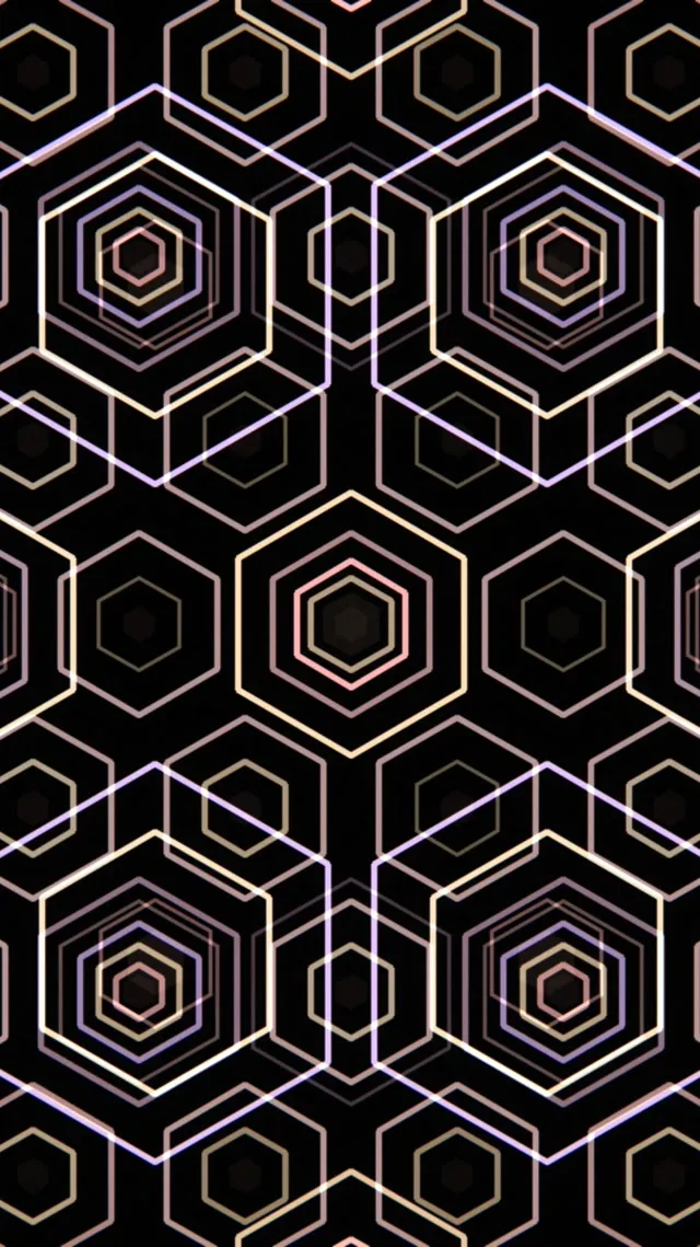 9:16 Reels | 60fps Geometric Hexagon Motion Background Gold Neon