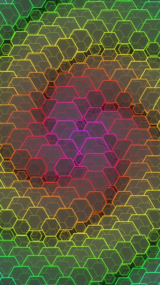 9:16 Reels | 60FPS Gold Emerald Hexagon Flowing VJ Animation Screensaver