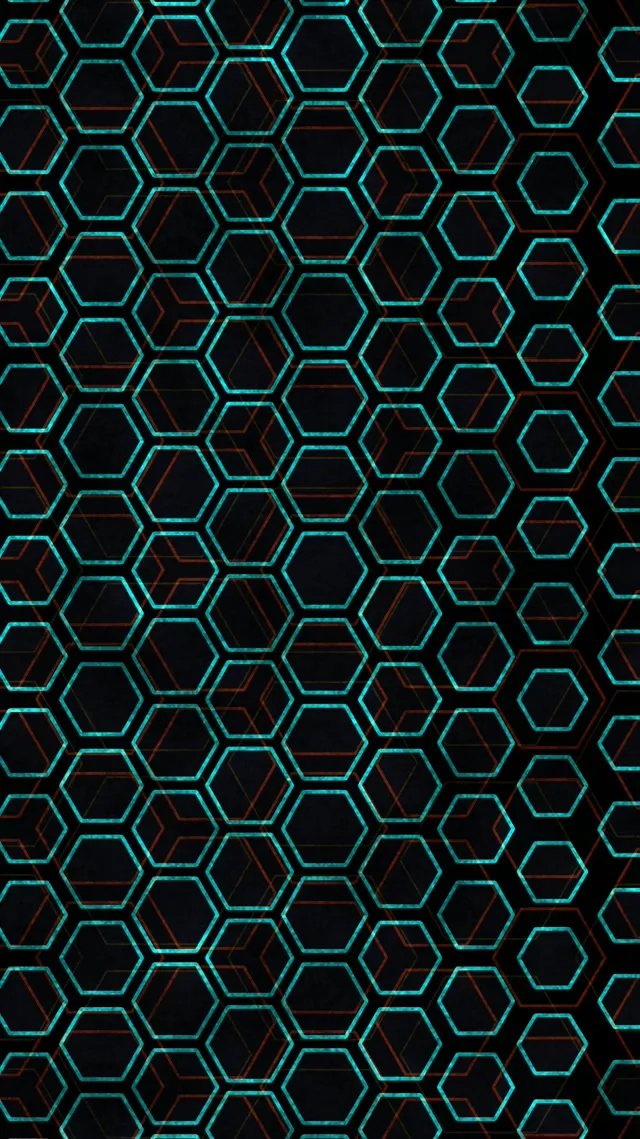 9:16 Reels | 60fps Hexagon Grid Screensaver | VJ Animation Cyan Abstract