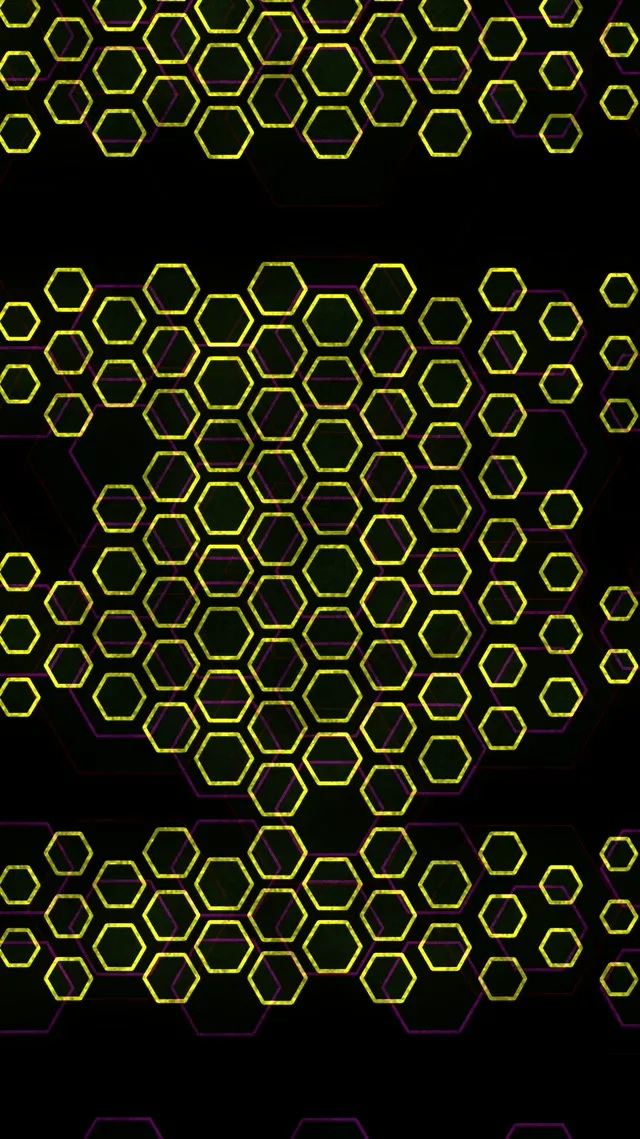 9:16 Reels 60FPS Hexagon Screensaver | Yellow Geometric Motion VJ Loop