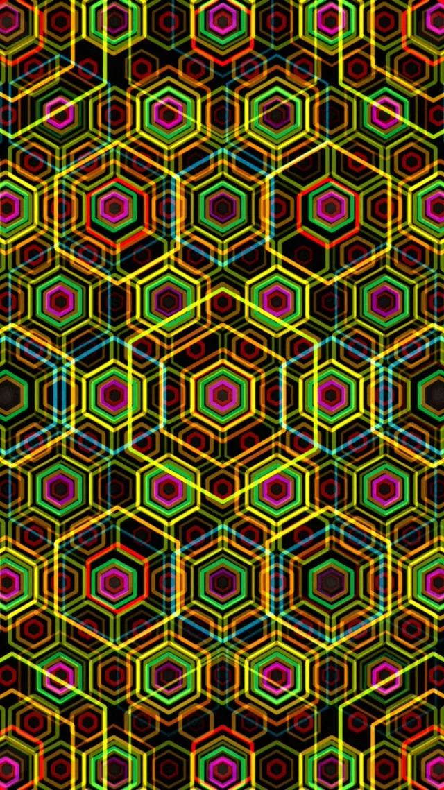 9:16 Reels 60fps Neon Hexagon Screensaver VJ Animation Geometric