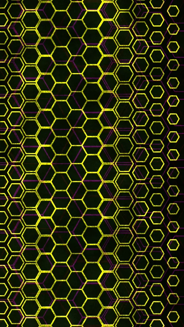 9:16 Reels 60FPS Neon Hexagon Zoom Screensaver - Live Wallpaper Yellow Grid