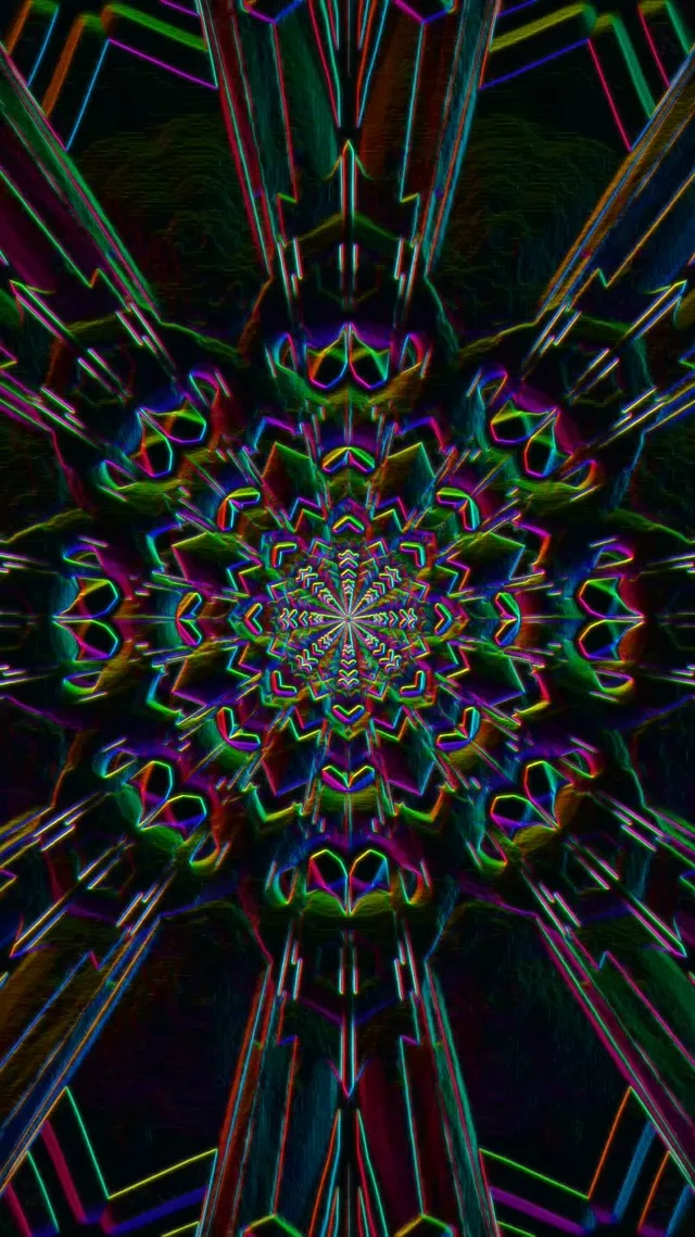 9:16 Reels 60fps Neon Tunnel Kaleidoscope VJ Loop Screensaver