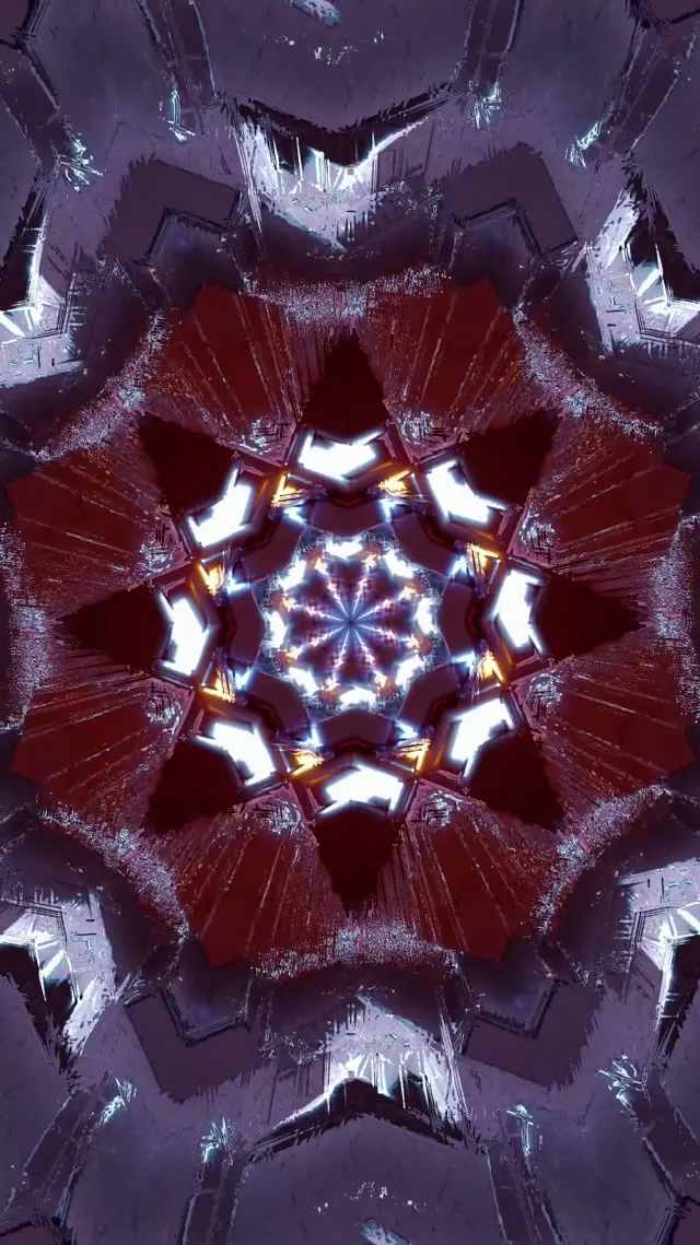 9:16 Reels 60fps Neon Tunnel Pulsating Red Diamond Screensaver VJ Loop