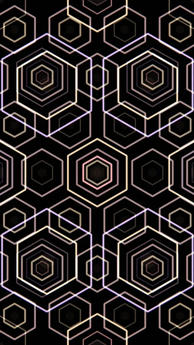 9:16 Reels 60fps Screensaver | Neon Hexagon Kaleidoscope Motion Background