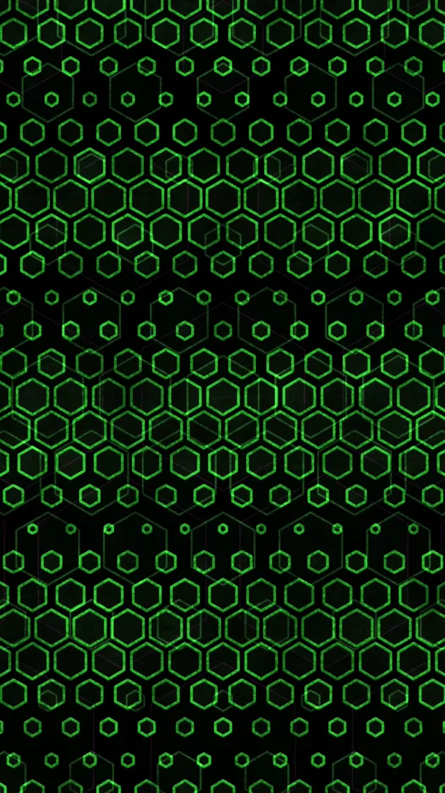 9:16 Reels 60fps Screensaver Neon Tunnel Motion Background Glowing Green Hexagons