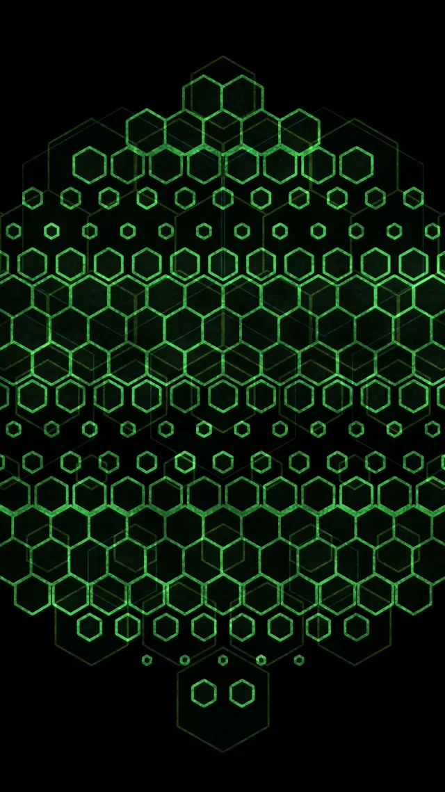 9:16 Reels 60fps Screensaver Neon Tunnel Motion Background Green Hexagon Kaleidoscope