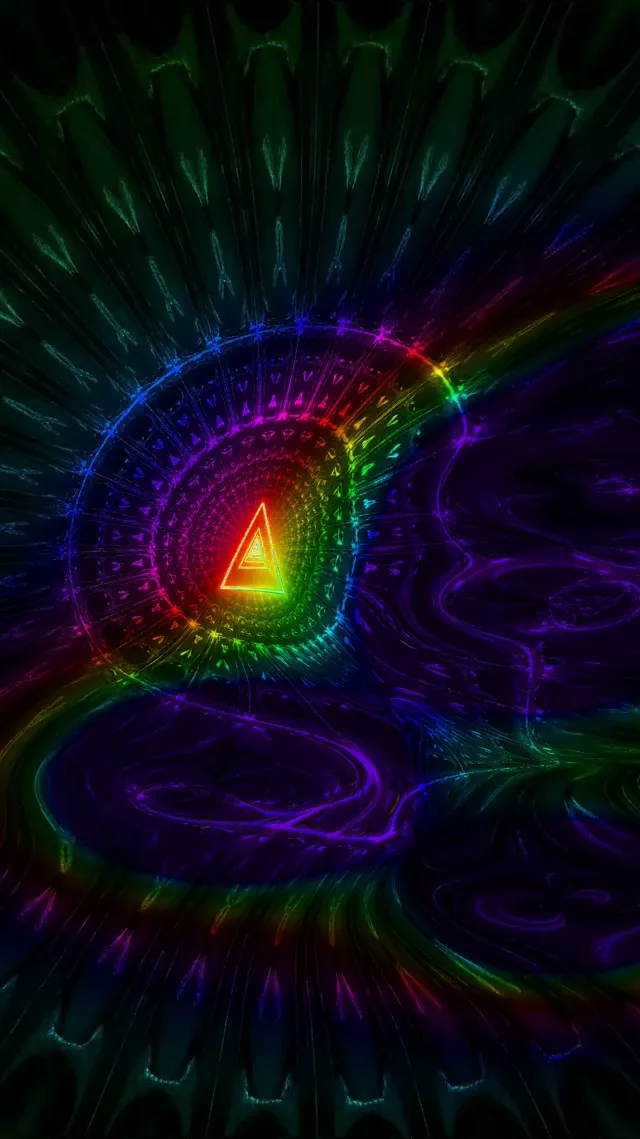 9:16 Reels 60fps Screensaver Neon Tunnel Pulsating Kaleidoscope Burst VJ Clip