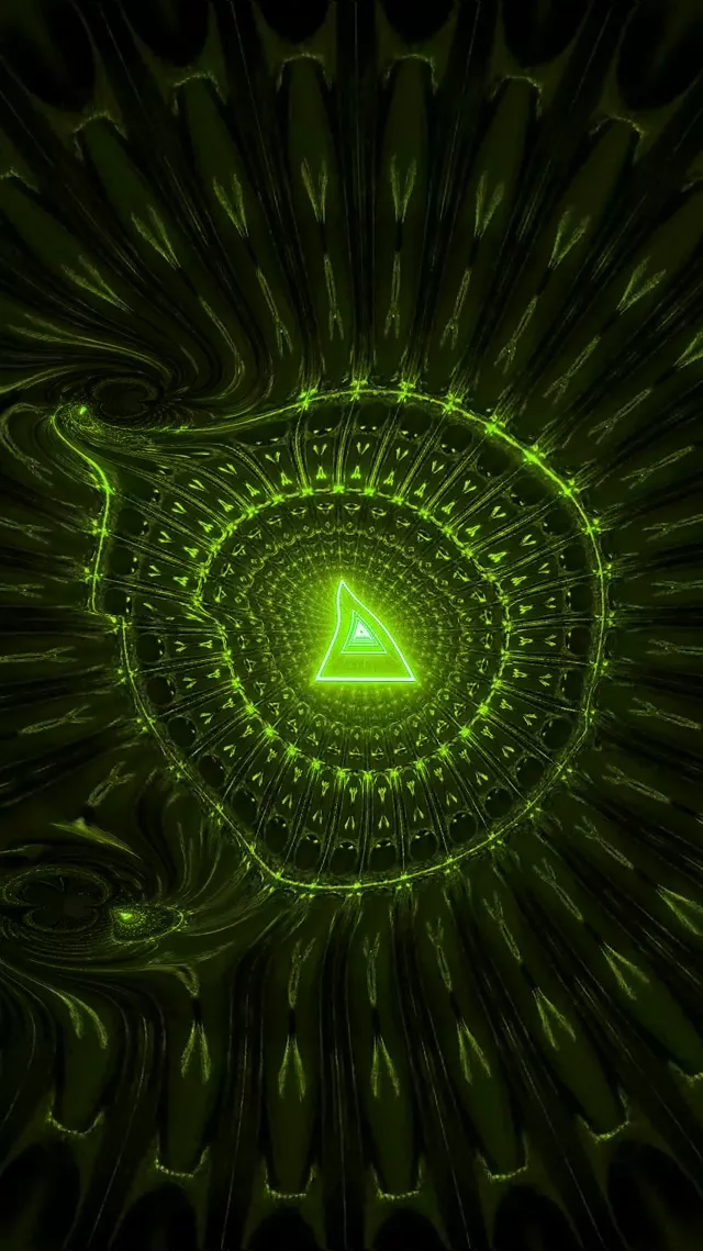 9:16 Reels 60fps Screensaver Neon Tunnel Pulsating Triangle VJ Animation