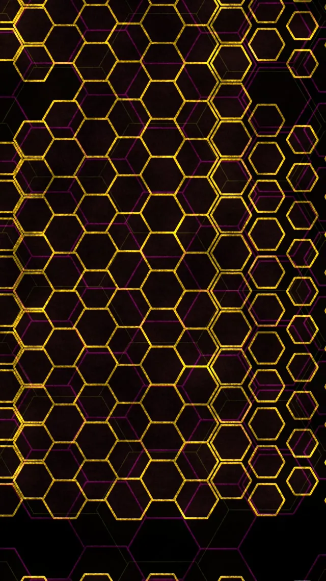9:16 Reels 60fps Screensaver Neon Tunnel VJ Animation Gold Hexagon Flow