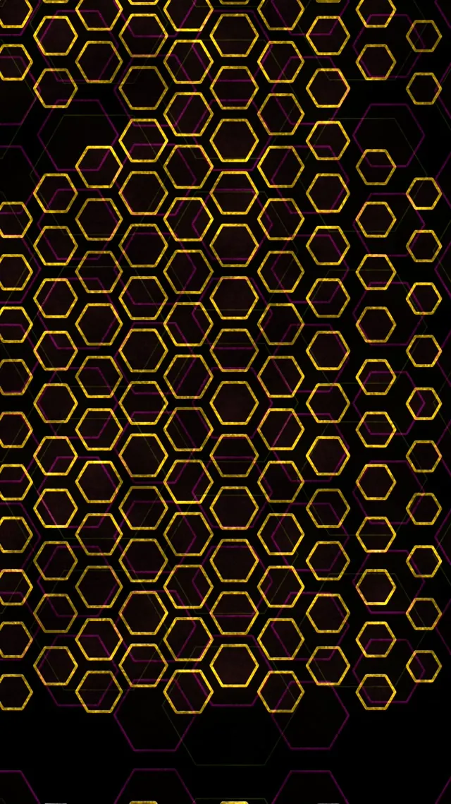 9:16 Reels 60FPS Screensaver Neon Tunnel VJ Animation Gold Hexagons Glow