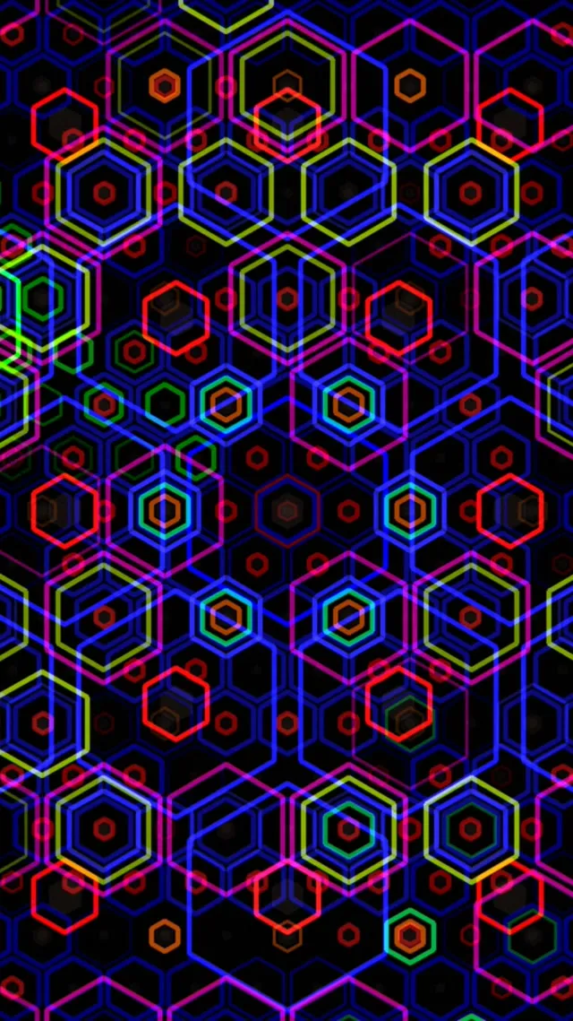 9:16 Reels Neon Hexagon 60fps Screensaver Live Wallpaper RGB Kaleidoscope
